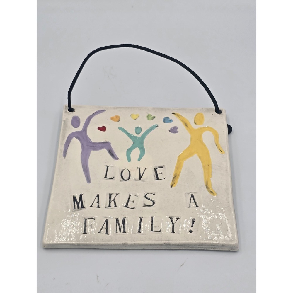 Vintage Ritter Rymer Love Makes A Family Ceramic Hanging Wall Art Sign Tile